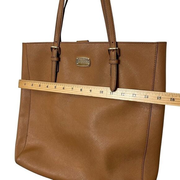 Michael Kors Jet Set Travel Tote Luggage Brown Leather Structured Bag One Size - Picture 15 of 15